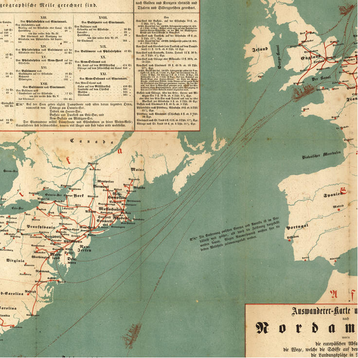 Gotthelf Zimmerman, "Auswanderer-karte und Wegweiser nach Nordamerika" (1853)