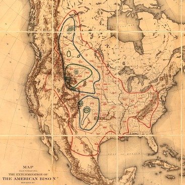 William T. Hornaday, "Map Illustrating the Extermination of the American Bison" (1889)